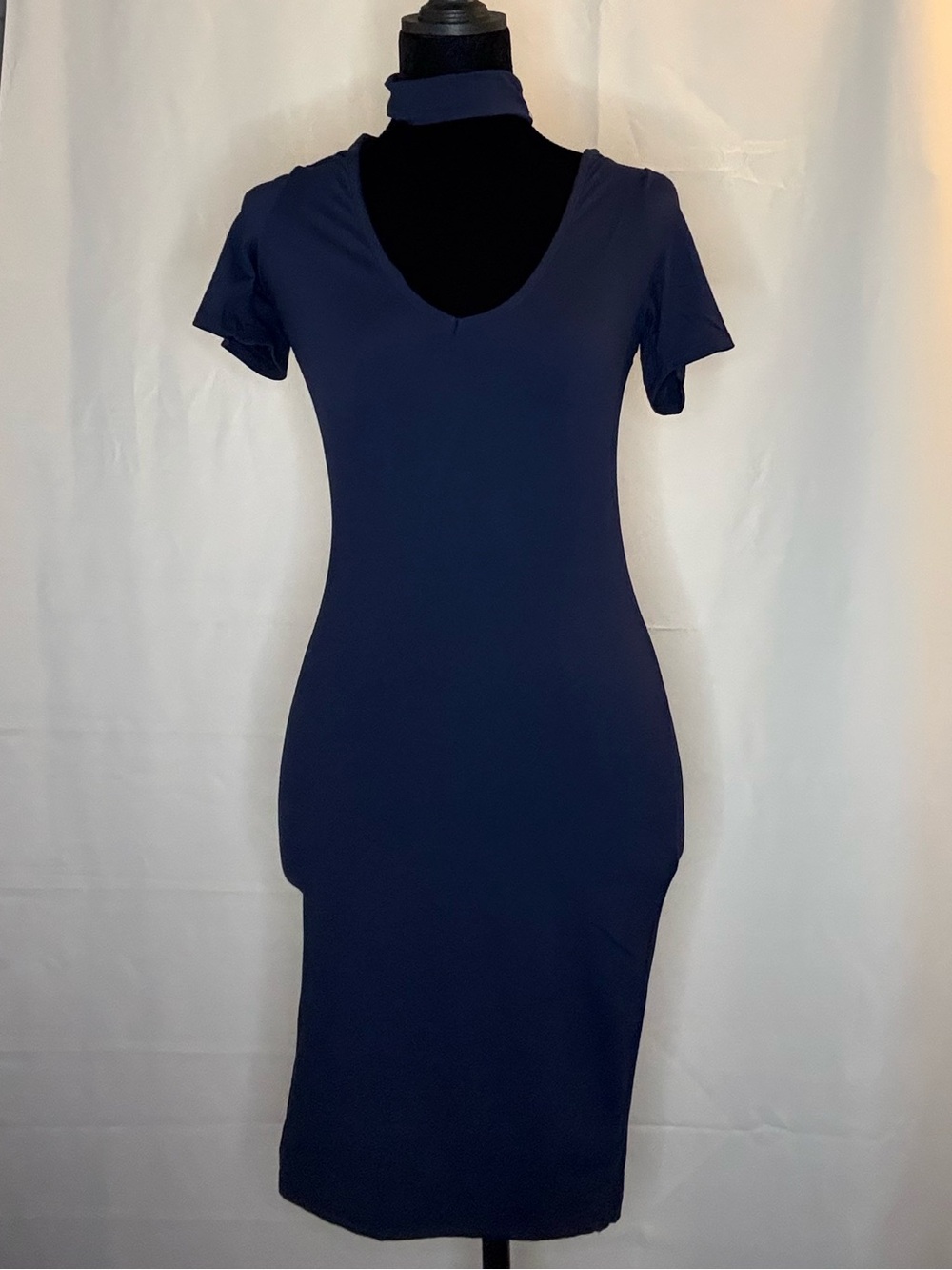 Classic Navy V-Neck Mini Dress